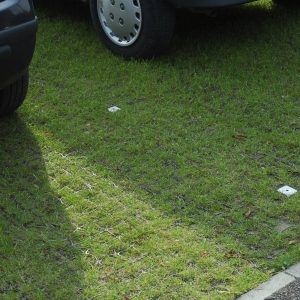 Vehicles parked on an EcoGrid grass reinforcement system